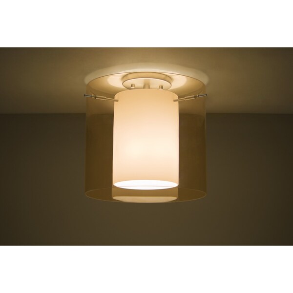 Besa Lighting Pahu 12 Ceiling, Trans. Armagnac/Opal, Satin Nickel Finish, 1x100W Incandescent 1KM-G18407-SN - main